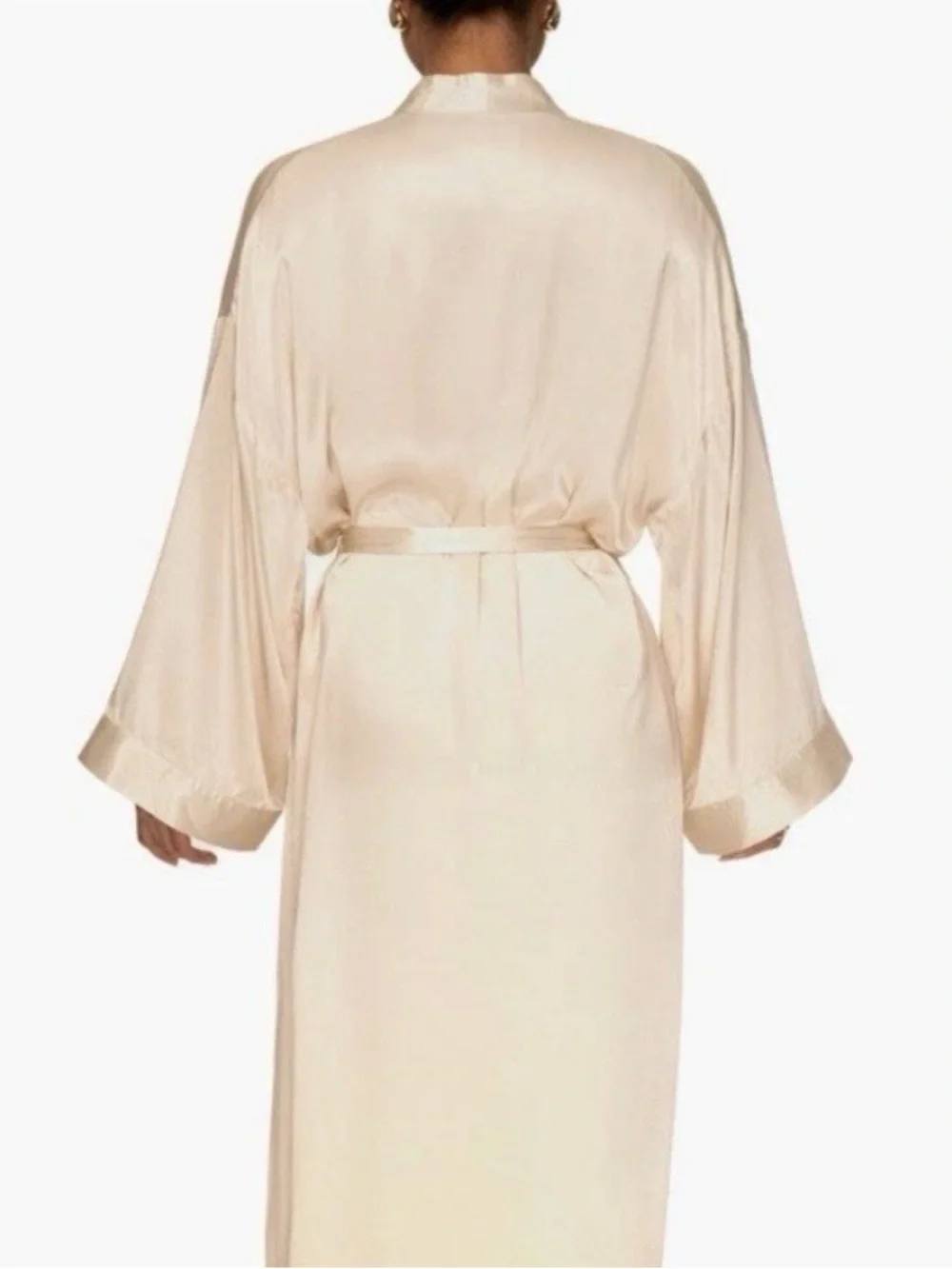 JLUXLABEL Forever & Always Satin Robe champagne Sz M/L